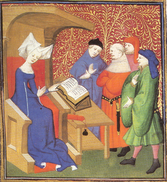 Christine de Pizan donnant un cours à un groupe d’hommes