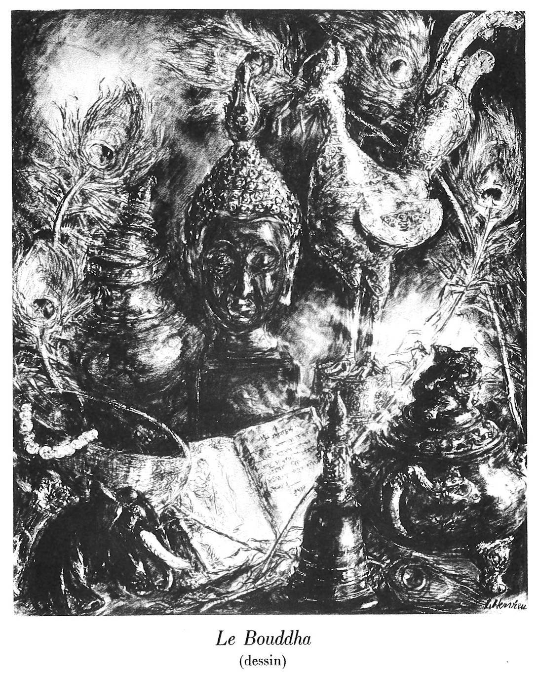Le Bouddha, dessin, par Louise Hervieu
